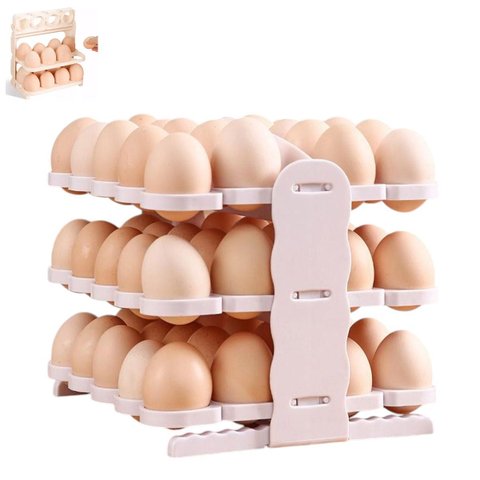 Porta Ovos 60 Ovos Suporte 3 Andares Organizador Geladeira Guarda Ovo Bancada Mesa Armario Cozinha R