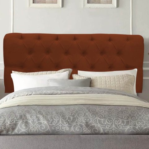 Painel Estofado Luxo Capitonê Livia 160cm Queen Size para Cama Box Suede Terracota - Gat Magazine
