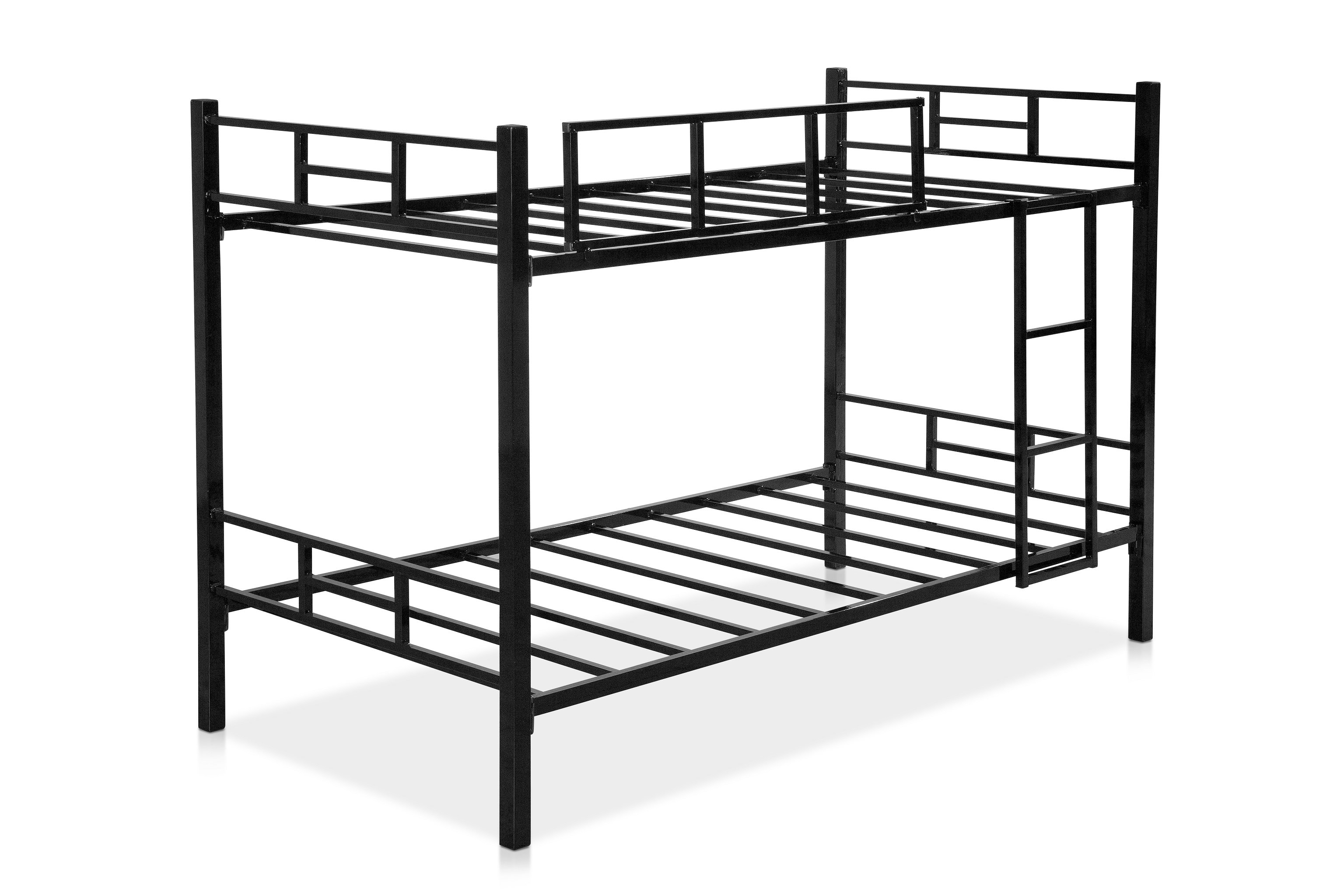 CAMA BELICHE SOLTEIRO 100 % AÇO / FERRO COM ESCADA E GRADE DE PROTEÇÃO REFORÇADA - PRETO - 3