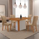 Ver imagem 1 de Mesa de Jantar Isadora 120cm Tampo MDF Laminado Canto Copo com 4 Cadeiras Lisa