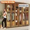 Ver imagem 6 de Guarda-Roupa Casal 6 Portas com Vidro Reflecta e LED 4 Gavetas Internas 3 Maleiros Royal Carvalho