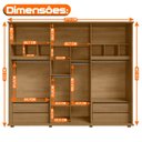 Ver imagem 4 de Guarda-Roupa Casal 6 Portas com Vidro Reflecta e LED 4 Gavetas Internas 3 Maleiros Royal Carvalho