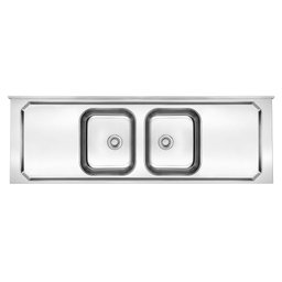 Pia de Inox com Cuba Dupla 1,80 X 0,53 Lisa - 1