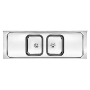 Pia de Inox com Cuba Dupla 1,80 X 0,53 Lisa