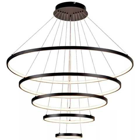 Lustre Pendente 05 Arcos Led 132w 3000k Bivolt Preto Domum