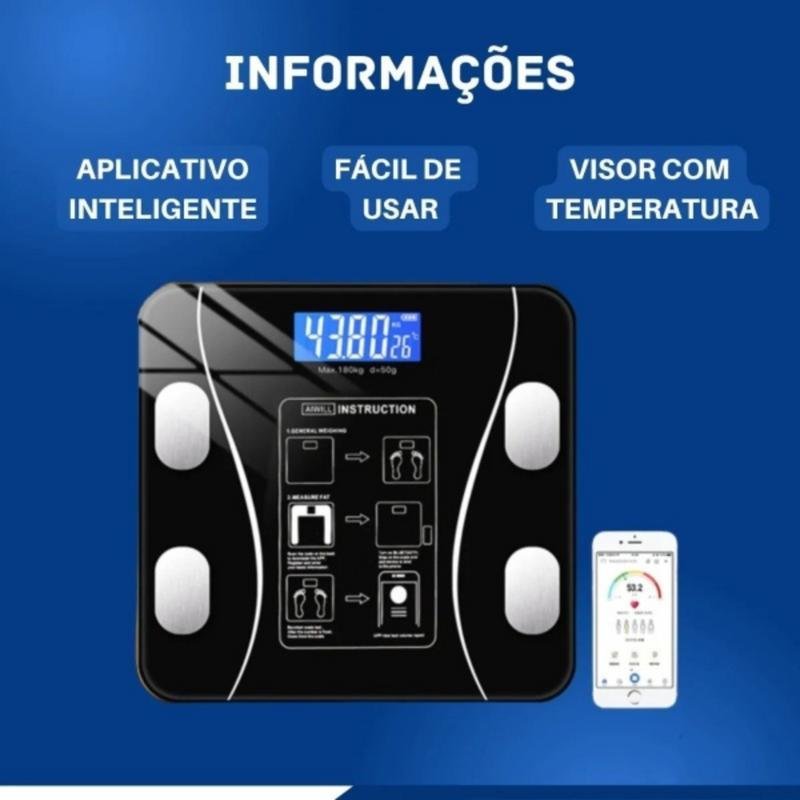 Balança Bioimpedância Digital Bluetooth 180kg - 2