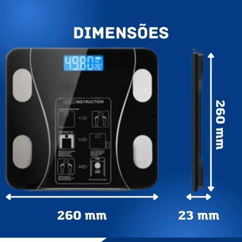 Balança Bioimpedância Digital Bluetooth 180kg - 6