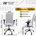 Ver imagem 5 de Cadeira Escritório Presidente Branco Executiva Ergonômica Apoio Lombar Nr17 Giratória Rodízios