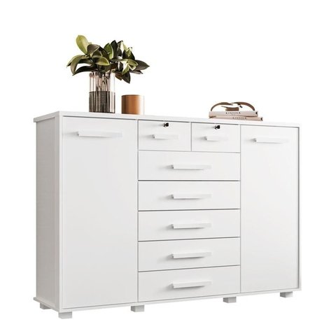 Cômoda Fontana 02 Portas e 07 Gavetas Branco - Móveis Albatroz