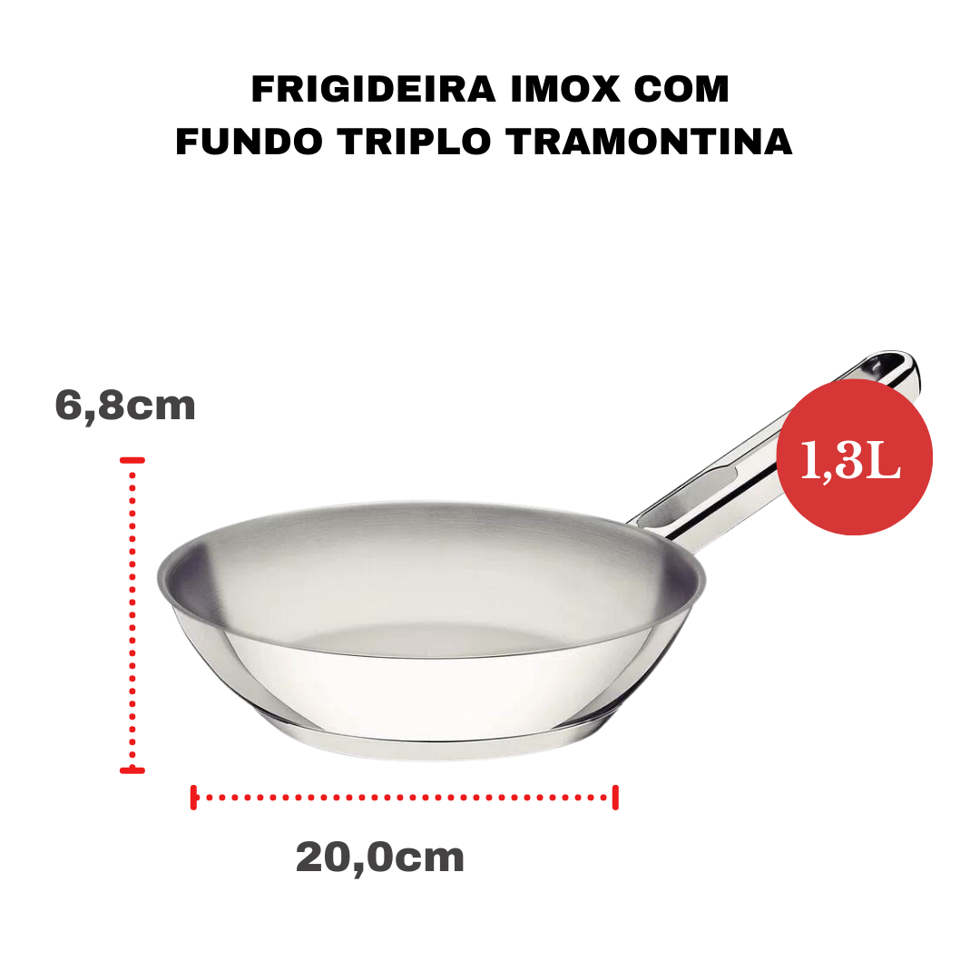 Jogo de Panelas Tramontina Aço Inox Fundo Triplo Cooktop Fogão Indução Kit 10 Peças - 2