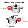 Jogo de Panelas Tramontina Aço Inox Fundo Triplo Cooktop Fogão Indução Kit 10 Peças - 10