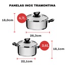 Ver imagem 4 de Jogo de Panelas Tramontina Aço Inox Fundo Triplo Cooktop Fogão Indução Kit 10 Peças