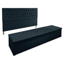 Ver imagem 1 de Kit Cabeceira e Calçadeira Baú King 1,95m Madrid Suede Azul Marinho - Pallazio