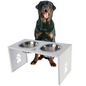 Comedouro Elevado Duplo Cão Porte G Branco