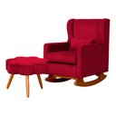 Ver imagem 1 de Kit Poltrona e Puff Aurora Balanço Veludo Vermelho - Fm