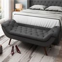 Ver imagem 3 de Cabeceira Cama Box Casal Queen 160cm Provença com Calçadeira Vêneto P02 Linho Chumbo - Mpozenato
