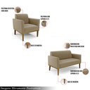 Ver imagem 3 de Conjunto 2 Poltronas e 1 Namoradeira Decorativa Isabella Pés Fixo em Madeira Castanho Suede Nude G19