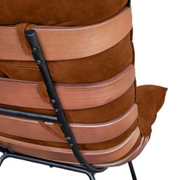 Poltrona Sala Estar Decorativa Costela de Adão com Puff Luxo:poltrona Costela Veludo Terracota - 8
