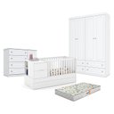 Ver imagem 1 de Quarto de Bebê Americano 4 Portas Com berço Americano Multifuncional Formare Branco Acetinado – Mati