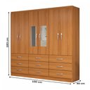 Ver imagem 3 de Guarda-Roupa Solteiro Bergamo 6 Portas 9 Gavetas com Espelho Cinamomo - Evidencia Móveis