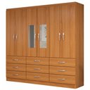 Ver imagem 2 de Guarda-Roupa Solteiro Bergamo 6 Portas 9 Gavetas com Espelho Cinamomo - Evidencia Móveis