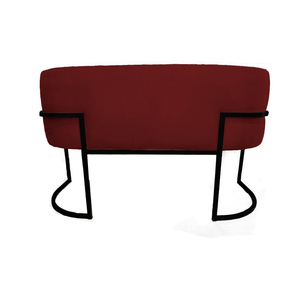 Namoradeira Luana Base Metálica Preta Suede Bordo - Belliv Decor - 4