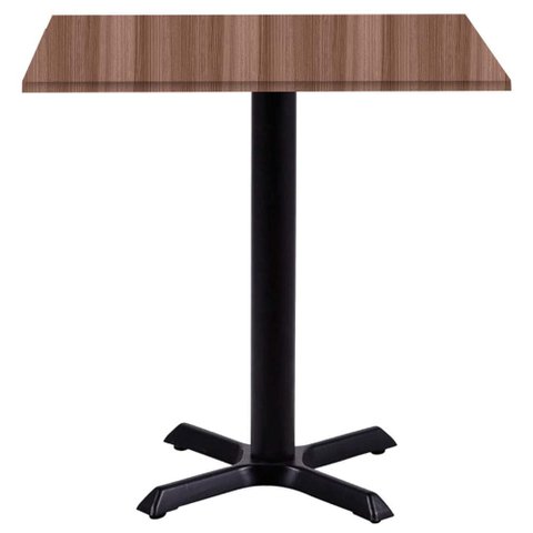 Mesa Ômega Ferro Preto 74 Cm (alt) Base em X Tampo Mdp Quadrado 60 Cm (larg) X 2,50 Cm (alt) Walnut