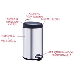 Lixeira Brinox Decorline com Pedal 6l em Inox - 3048/204 - 4