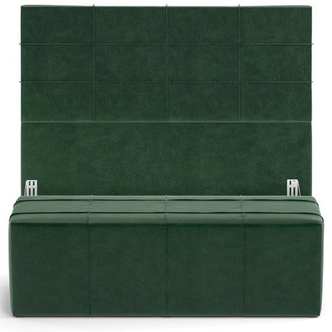 Kit Cabeceira Cama Box Queen 160cm com Calçadeira Roma W01 Couríssimo Verde - Lyam Lyam Decor