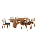 Ver imagem 2 de Conjunto de Mesa de Jantar Raiz Tampo 180cm Barril Laminado e 6 Cadeiras Eloá Premium Marrom/Linho Preto/Imbuia/Cinamomo