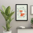 Ver imagem 2 de Quadro Ilustração Infantil Raposinha 33x24cm - com vidro:Madeira preta