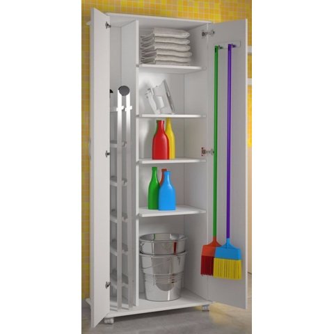 Armário Para Lavanderia Multiuso 2 Portas Alto Dispensa ClickForte Armário Lavanderia Branco