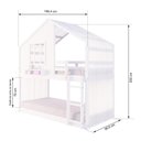 Ver imagem 3 de Beliche Montessoriano Casinha com Janela e Cortina Madeira Maciça Branco Housin