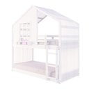 Ver imagem 2 de Beliche Montessoriano Casinha com Janela e Cortina Madeira Maciça Branco Housin