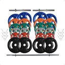 Ver imagem 2 de Kit Musculação com Suporte + 100 Kg de Anilhas Emborrachadas com Barras
