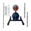 Ver imagem 1 de Kit Musculação com Suporte + 100 Kg de Anilhas Emborrachadas com Barras