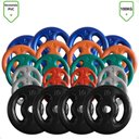 Ver imagem 3 de Kit Musculação com Suporte + 100 Kg de Anilhas Emborrachadas com Barras