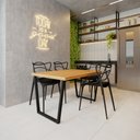 Ver imagem 1 de Conjunto Mesa Madeira Maciça Lanna 1,20m Ferragem Preta com 4 Cadeiras Alegra Preta