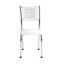 Ver imagem 2 de Mesa de Jantar 4 Cadeira Cromadas Tampo Vidro Estilo Moderno:Branco 204/405