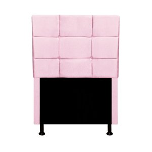 Cabeceira Cama Box Solteiro Londres 0,90 Suede Rosa Bebê Navega Móveis