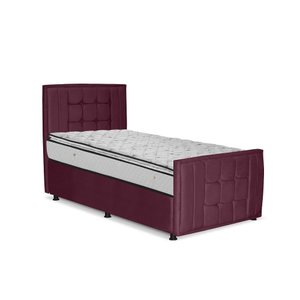 Cama com Cabeceira Solteirão Viúva Estofada Uvaia 120cm Suede:bordô