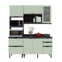 Ver imagem 5 de Cozinha Modulada Esmeralda 180cm Nicho 2 Fornos 4 Peças Cor:lunar com Verde Mar