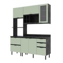 Ver imagem 2 de Cozinha Modulada Esmeralda 180cm Nicho 2 Fornos 4 Peças Cor:lunar com Verde Mar