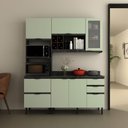 Ver imagem 1 de Cozinha Modulada Esmeralda 180cm Nicho 2 Fornos 4 Peças Cor:lunar com Verde Mar
