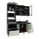 Ver imagem 3 de Cozinha Modulada Esmeralda 180cm Nicho 2 Fornos 4 Peças Cor:lunar com Verde Mar