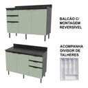 Ver imagem 7 de Cozinha Modulada Esmeralda 180cm Nicho 2 Fornos 4 Peças Cor:lunar com Verde Mar
