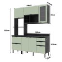 Ver mais imagens de Cozinha Modulada Esmeralda 180cm Nicho 2 Fornos 4 Peças Cor:lunar com Verde Mar