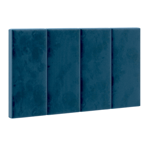 Cabeceira Cama Solteiro Placa Estofada 90 Cm Suspensa Itália - Azul Suede