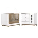 Ver imagem 1 de Jogo de Quarto Infantil Aconchego com Cômoda e Berço Branco/jequitibá - Móveis Henn