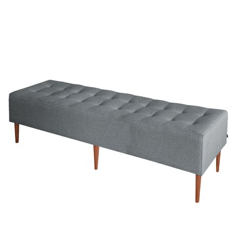 Pufe Recamier Calçadeira King 195cm Pé Madeira Duque - Linho Cinza